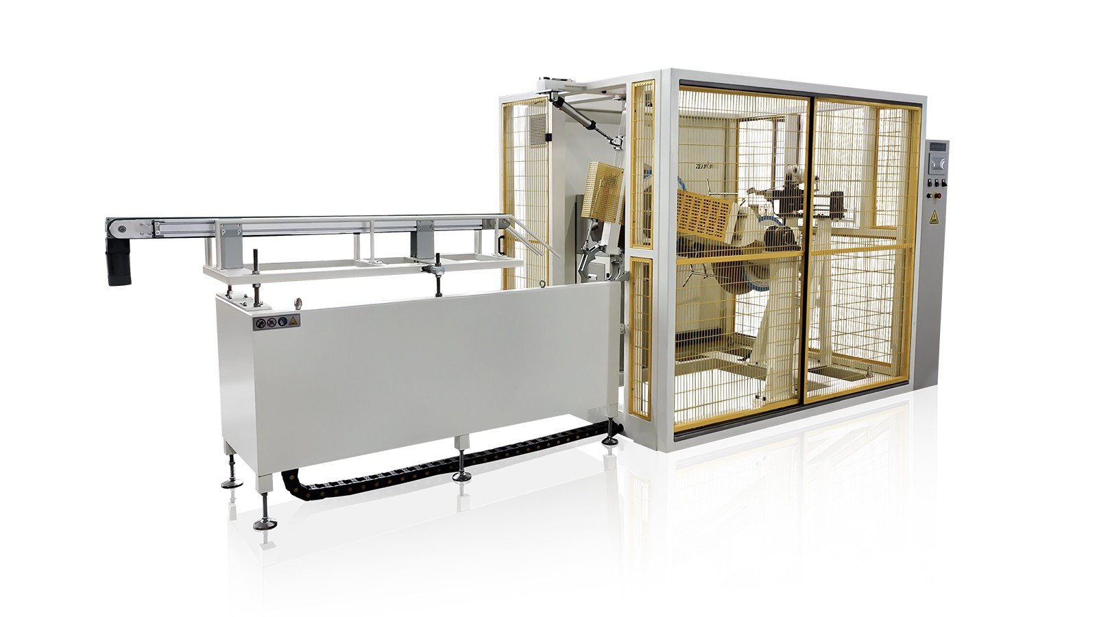 The white automatic winding machine is controlled by PLC.